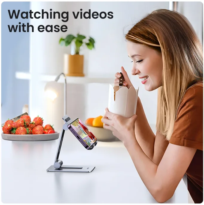 Soporte para teléfono UGREEN, soporte portátil de escritorio de aluminio de alta calidad para teléfono móvil, ajustable libremente