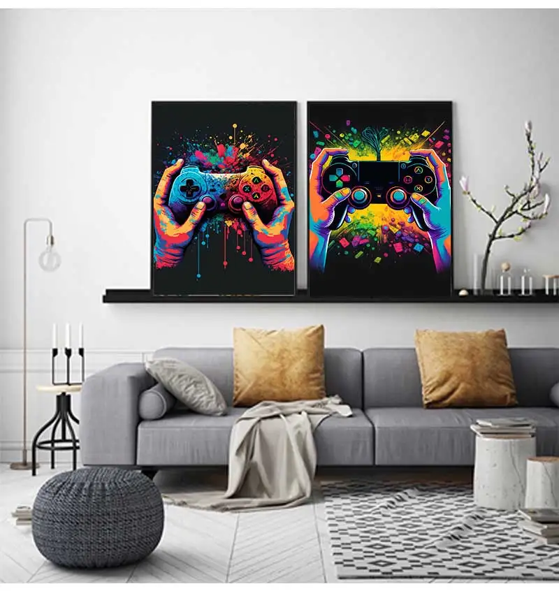 Colorful Game Controller Wall Art Poster Prints Nordic Aesthetic Picture Canvas Painting Gaming Boy Room Home Decoration
