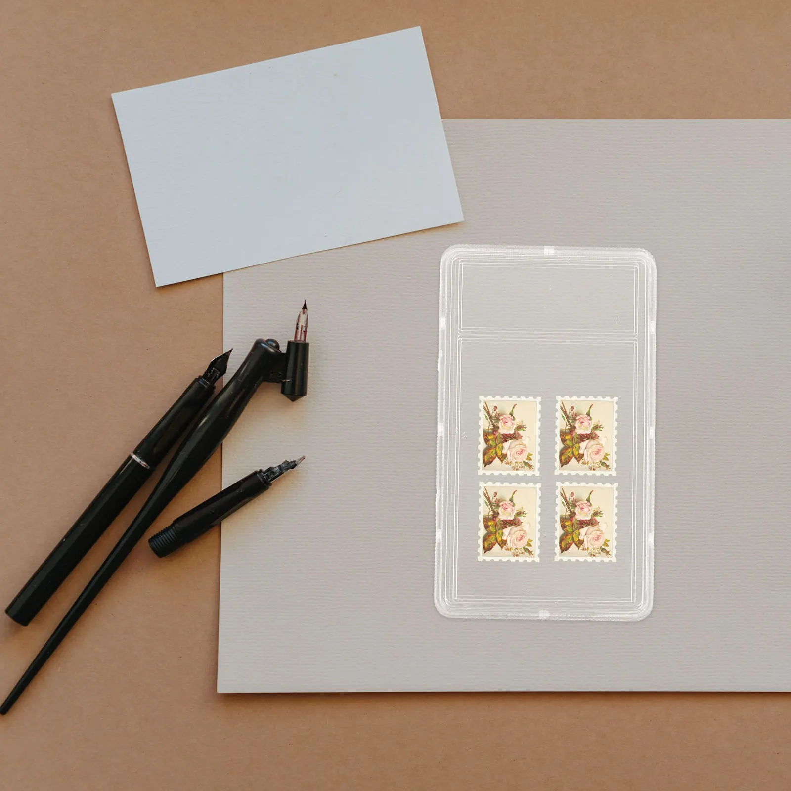 صندوق تخزين الطوابع ذو سعة كبيرة، حافظة شريطية شفافة لجمع الطوابع المقاومة للماء لبطاقات العمل المعدنية #6