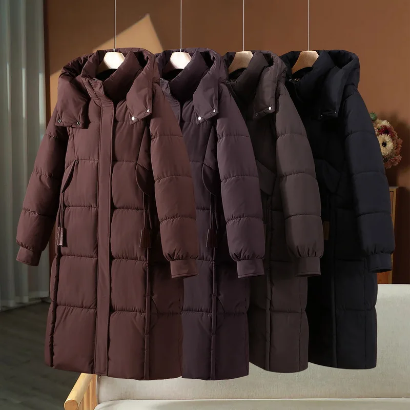 Manteau Long décontracté pour femme, couleur unie, surdimensionné, ample, à capuche, Parka en coton épais, nouvelle collection hiver