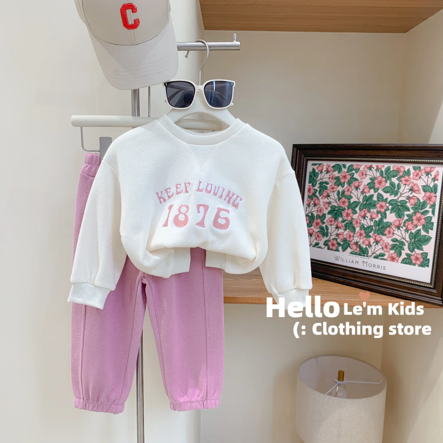 

2024 Korean Spring Autumn Children Girls Clorhes Set Cotton Solid Sports Jogger Pants Suit Embroidery Number Letter Tops Outfits