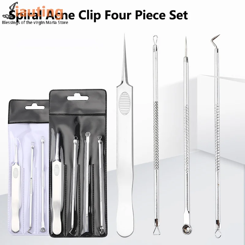 4Pcs/set Blackhead Remover Tweezer Pimple Ingrown Clip Acn Black Dots Remov Beauty Salon Face Skin Care Tool