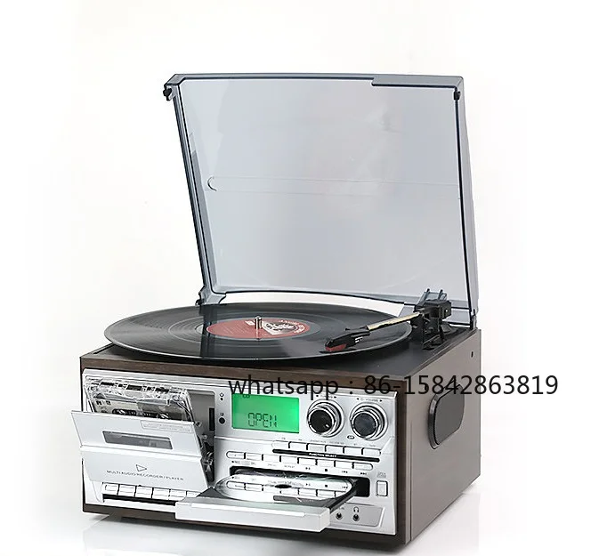 LP Retro Vinyl Record Player/multi-function CD Tape Bluetooth Integrated, Small Electric Audio Gift