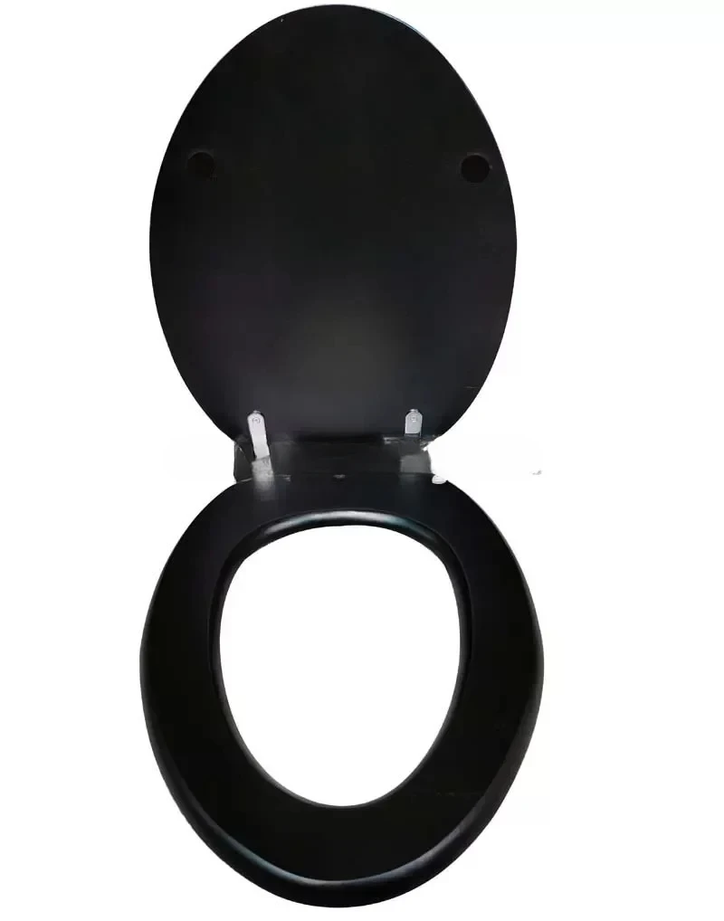 Thickened Seat Ring, Solid Wood Toilet Seat Cover, Black Walnut, Stainless Steel, Cushioning, Sagging Hinge Seat