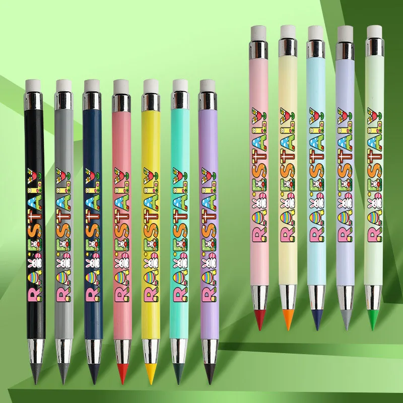 

12-Piece Set, Easter-themed Text Pattern, Eternal Pencil, Macaron Colors, Non-Breakable Pencil, Student Sketching Colored Pencil