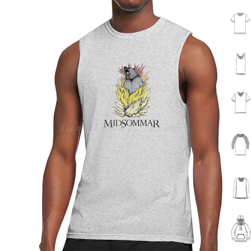 Midsommar-Bear In Flames Tank Tops Print Cotton Midsommar Hereditary Ari Aster Bear Flames Horror Cult Scene Video Cinema