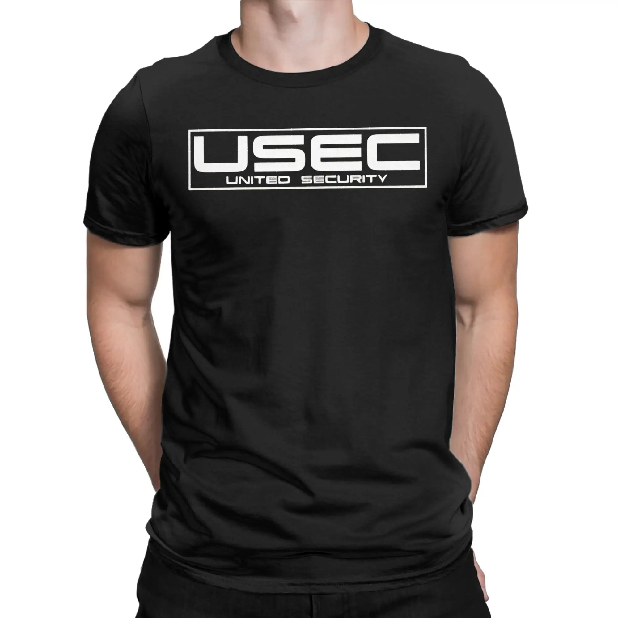 Vintage USEC Logo Escapes from Tarkovs T-Shirts for Men Round Collar Cotton T Shirt  Short Sleeve Tees Summer Clothing