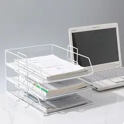 Desktop Organizer Stackable File Rack Fashion Minimalism Papers Rack A4 File Storage Tray Iron INS Style Documents