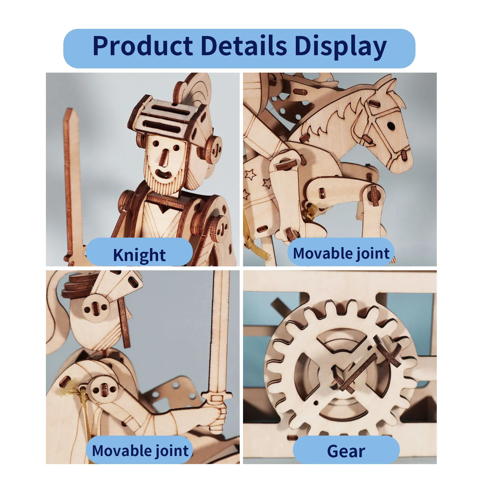 3D Wooden Puzzle Knight Diy Handmade Crafts Assembly Model Kits Creative Decoration Birthday and Christmas Gifts