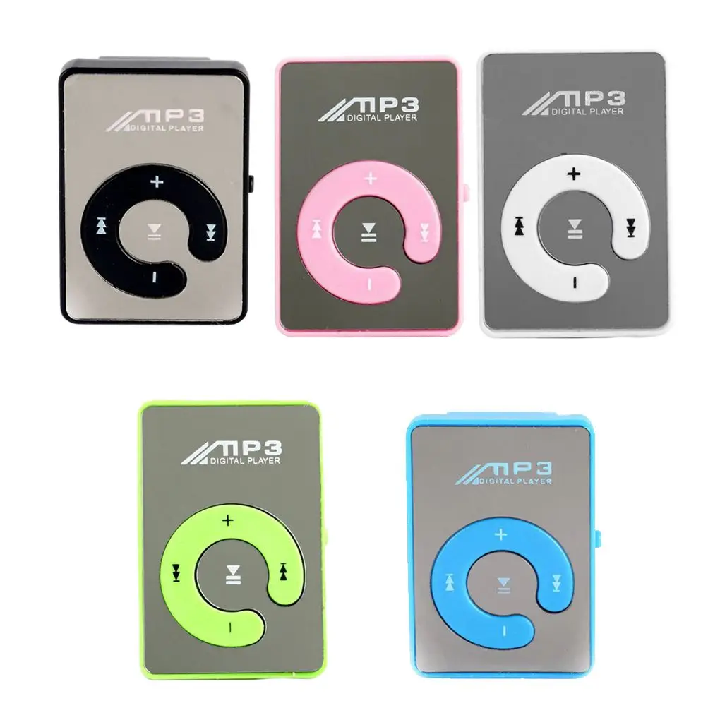 Mirror Surface Mini MP3 Player Portable Music Playing Device Multifunctional Card Reader Built-in Battery Black