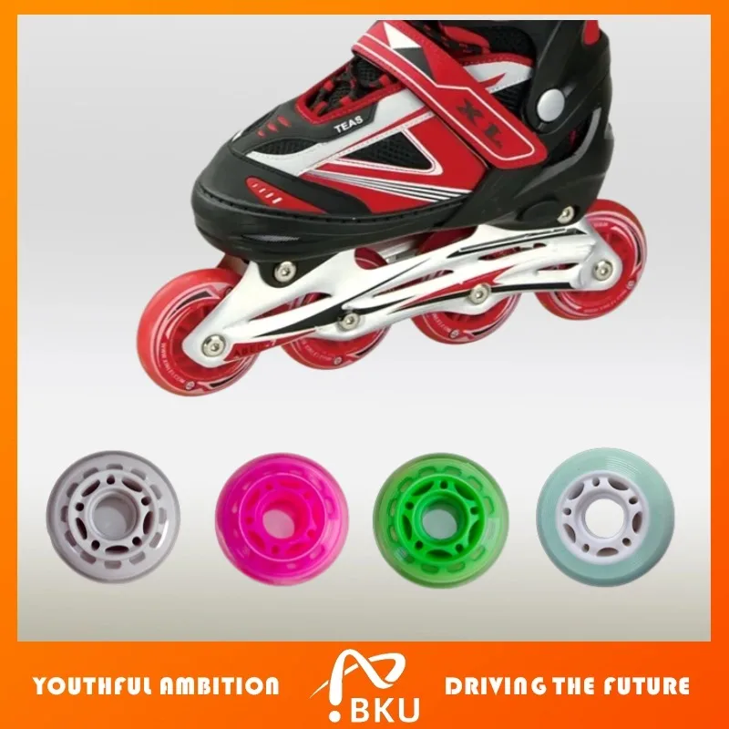 BKU 65 mm Inline-Skate-Räder – robuste 200 kg Last, umweltfreundlich und geruchlos, mehrfarbige Optionen (Paar mit 608 Lagern).