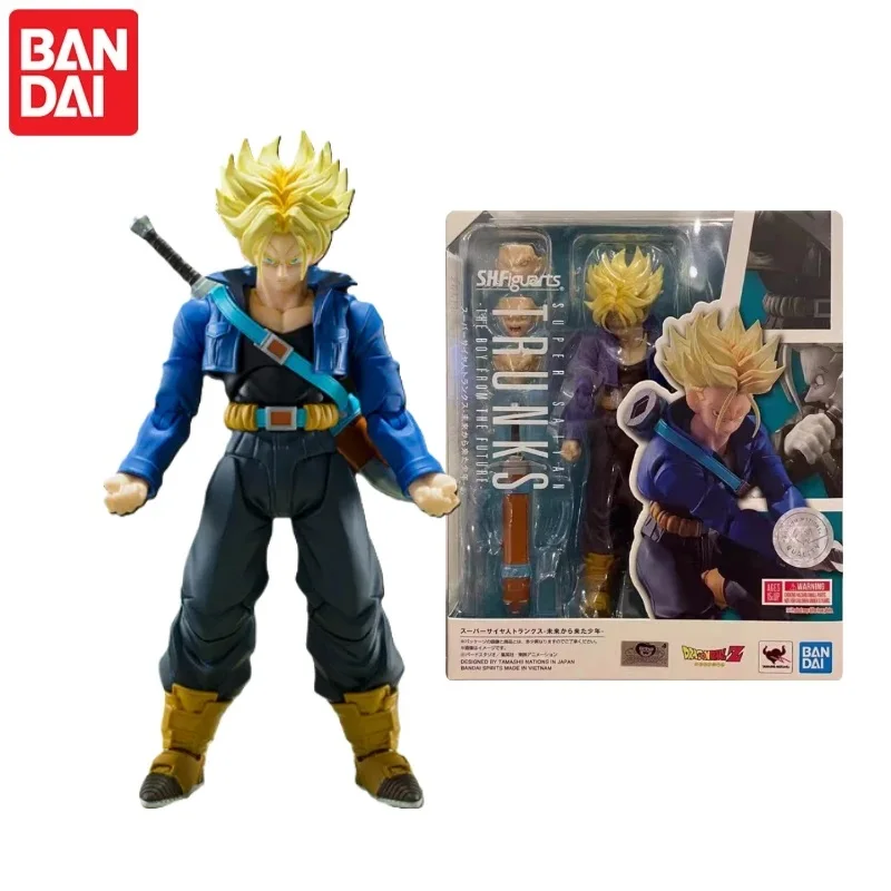 

В наличии Оригинальная фигурка Bandai Tamashii S.H.Figuarts Dragon Ball Trunks Super Saiyan Future Boy, аниме-фигурка, модель, игрушка, подарок