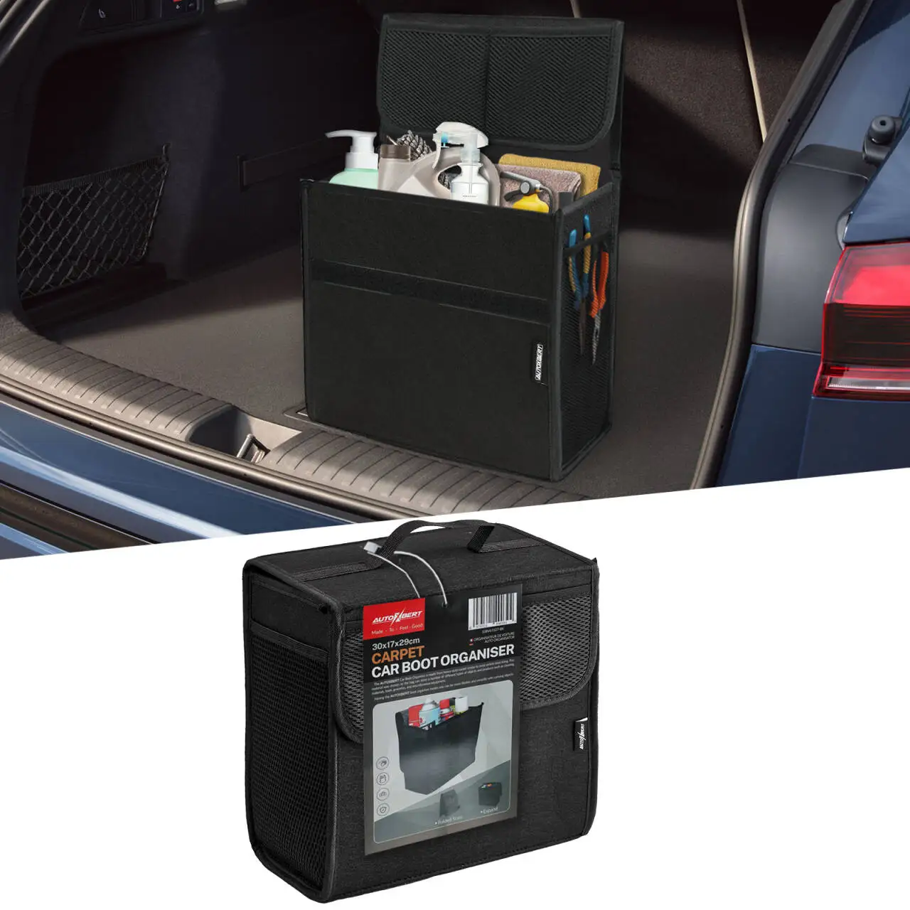 Auto Boot Storage Bag Anti Slip Car Trunk Organizer Felt Tool Bag Compartment Foldable Tidy Organiser Universal Car Accessories