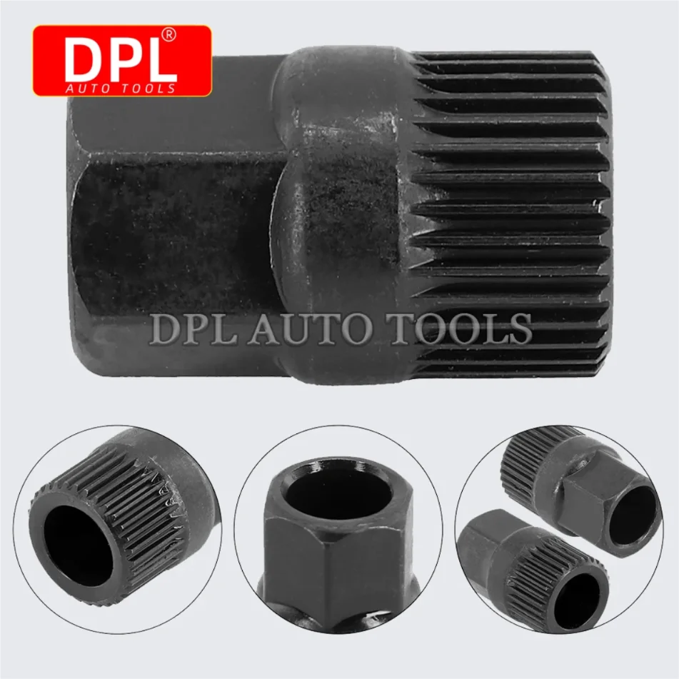 Strumento per la rimozione della puleggia della ruota libera della frizione dell'alternatore con dispositivo di rimozione della puleggia della cinghia a V a 33 denti Accessori per auto neri Frizione dell'alternatore Fre