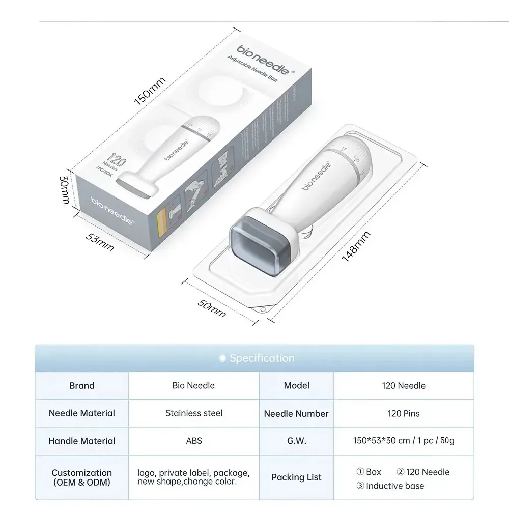 Derma Stamp 120-pinowe igły Microneedle Bio Needle do odrastania włosów Pielęgnacja skóry twarzy Derma Roller Beauty Device Kalem