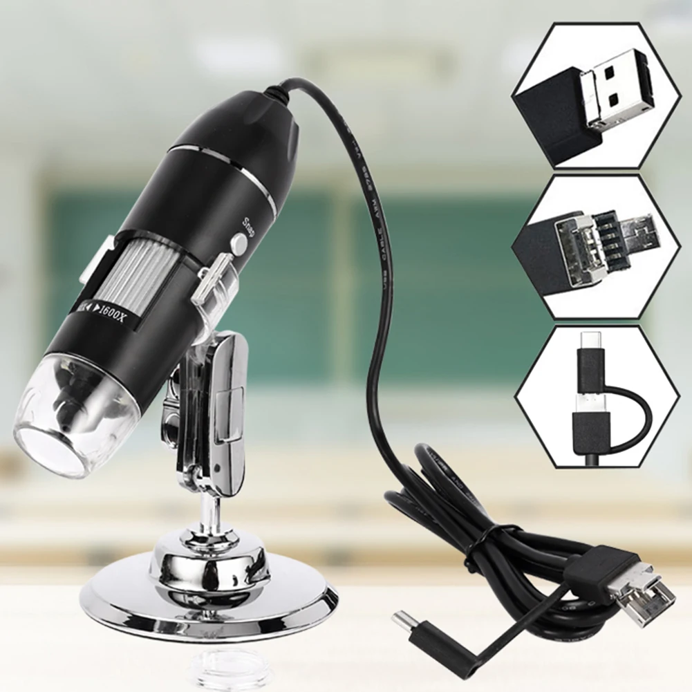 

Professional USB Digital Microscope 1000X 1600X 8 LEDs Electronic Microscope Endoscope Zoom Camera Magnifier+ Lift Stand