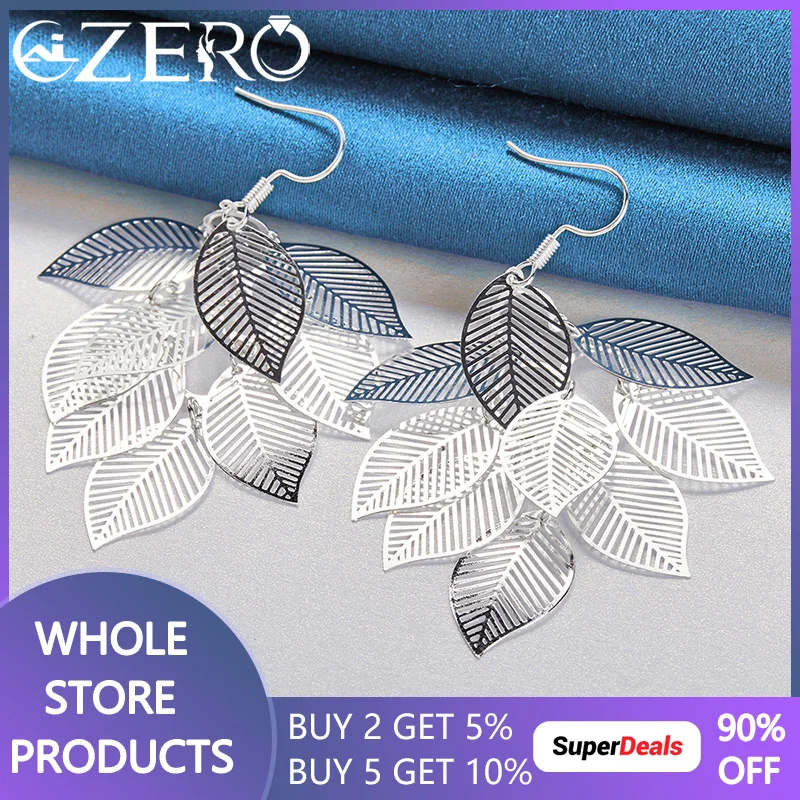 ALIZERO-pendientes de plata de ley 925 para mujer, aretes con borlas de hojas multicapa, joyería de moda para fiesta de compromiso y boda