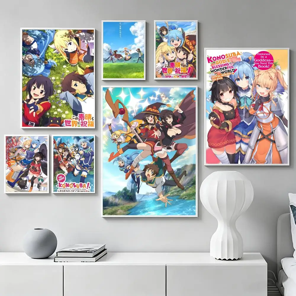 KonoSuba God's Blessing on This Wonderful Worlds Poster Premium Art Wall Decor, Simple Ornament for Living and Leisure Areas