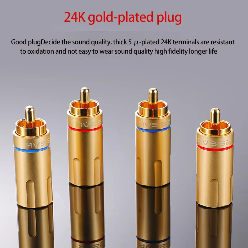 

RCA 24k Gold/Nickel Plated Audio Cable Solder Plug AV Audio Amplifier Coaxial Mixer Audio Video Audiophile Cable Connector