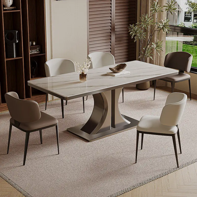 Modern Simple Rectangular Light Luxury Rock Slab Small Apartment Dining Table Luxury Kitchen Table Unique Dining Furniture