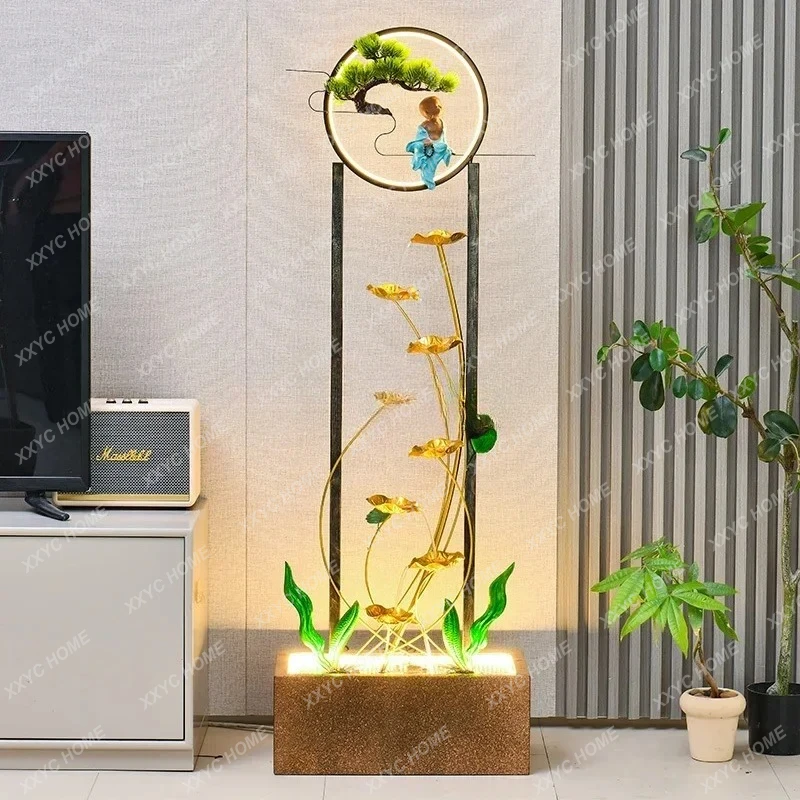 

Q XZQFloor-to-ceiling ornament next to living room TV cabinet Circulating water fountain Ornament next to sofa