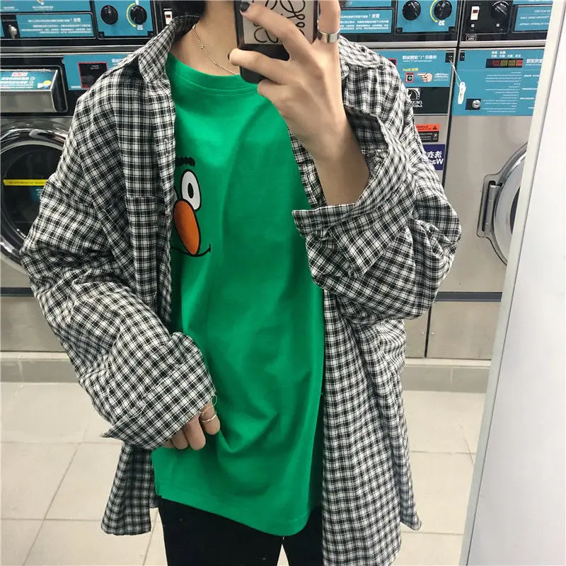 Shirts Women Plaid College Loose Leisure Full Sleeve Spring Popular Korean Style Trendy Basic All-match Ins New Рубашка Женская