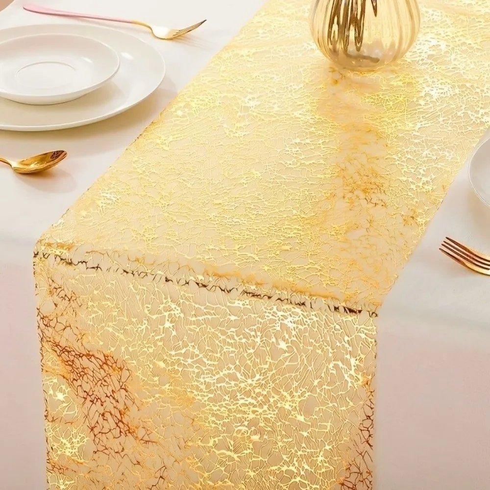 Sparkling Glitter Table Runner Luxury Chaotic Pattern Gold Table Runner Polyester Shimmery Table Runners Roll Wedding Decor