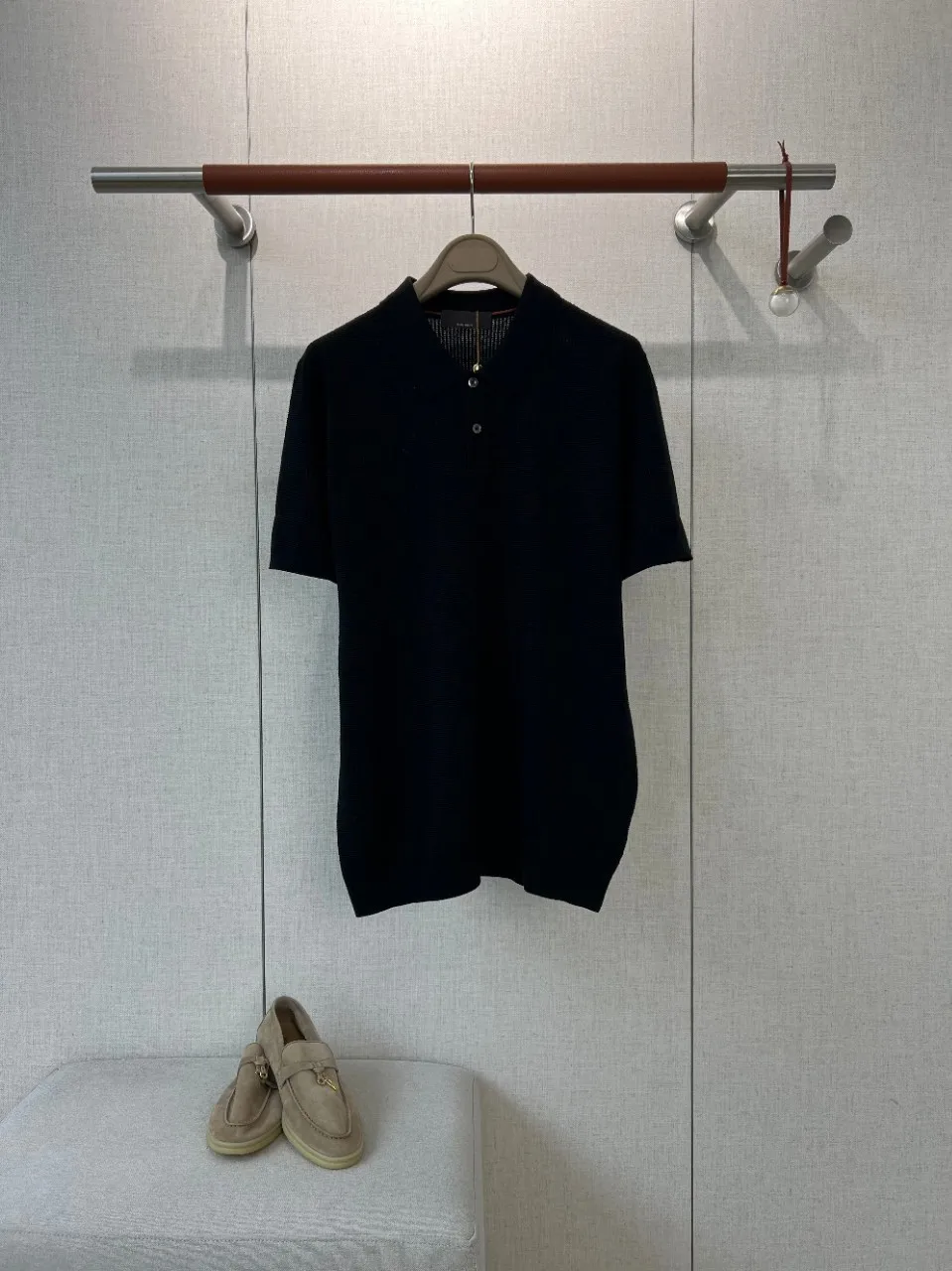 Mens Old Money Style Waffle Texture Long Staple Cotton Breathable Soft Versatile Collar Embroidered Knit Polo Shirt  lp