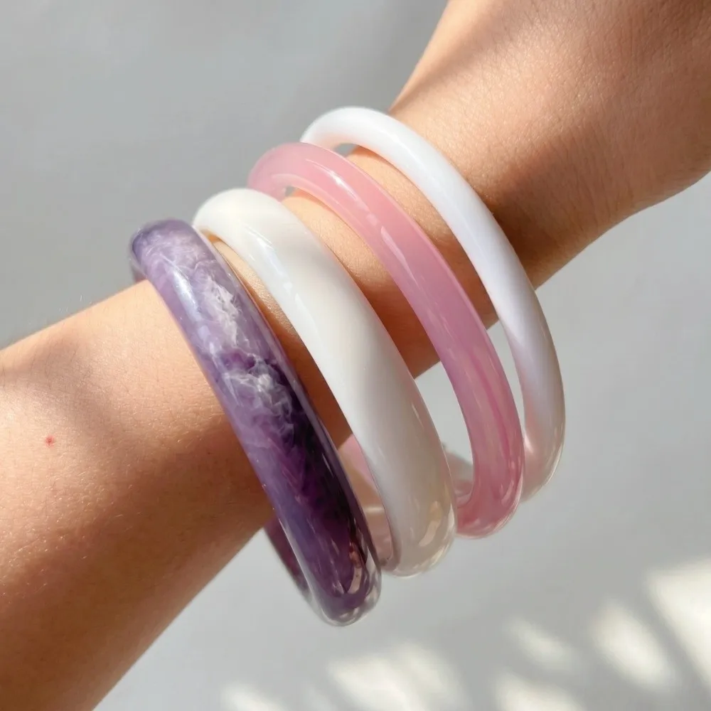 3/4 Pcs Smudged Thin Resin Bracelet Set Multicolor Marble Pattern Round Bangles Stackable Circle Shape Cuff Bracelet Set Jewelry