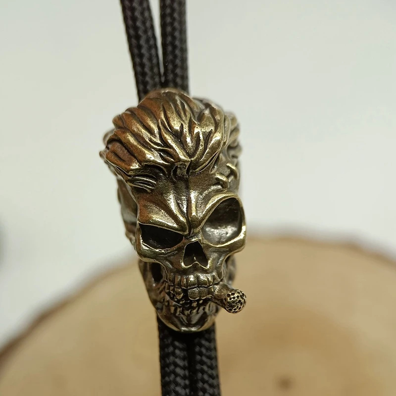 

Hip Hop Smoking Skull Brass Knife Bead Outdoor EDC Umbrella Rope Pendant DIY Paracord Woven Bracelets Accessories Lanyard Charms