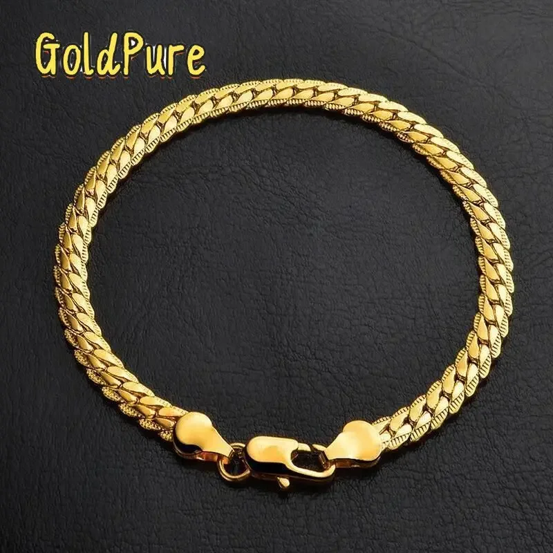 

Золотой браслет Goldpure Luxury 24K 9999 пробы, из чистого золота, для женщин, 5 мм, плоский, с полной обмоткой.
