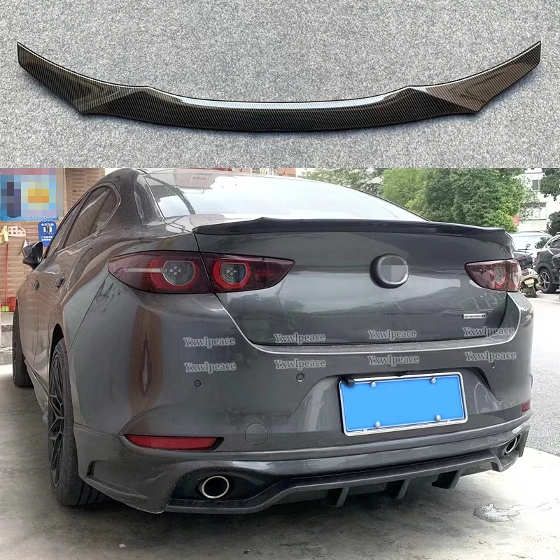 

For Mazda 3 Axela 4 Doors Sedan Spoiler 2019-2022 ABS Plastic Primer Color Rear Trunk Lip Wing Spoiler Body Kit Accessories