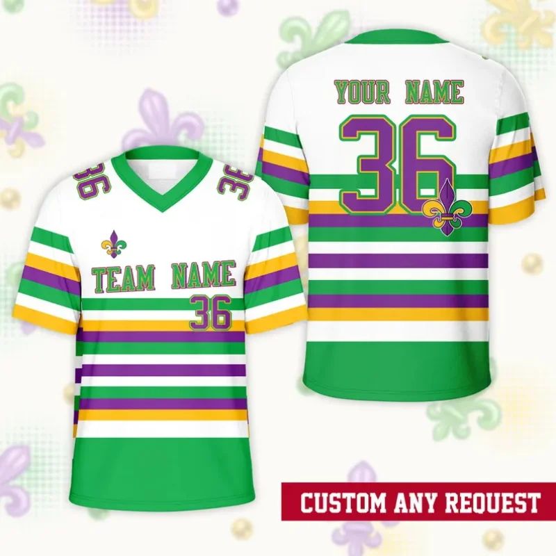 3d Print Faux Glitter Pattern Mardi Gras Football Jersey Custom Name And Number Short Sleeve Carnival Jersey Tshirt For Men