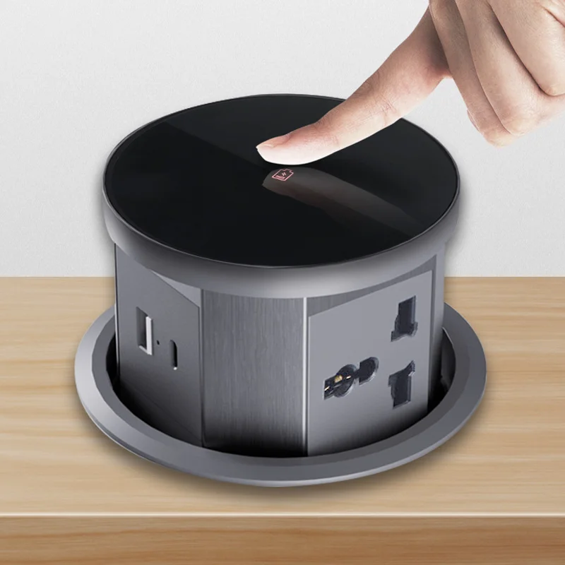 

Multifunctional 3 Hole Table Socket Lifting Socket with 15W Wireless Charging Function USB+C Ports, ldeal for Home Office Desk