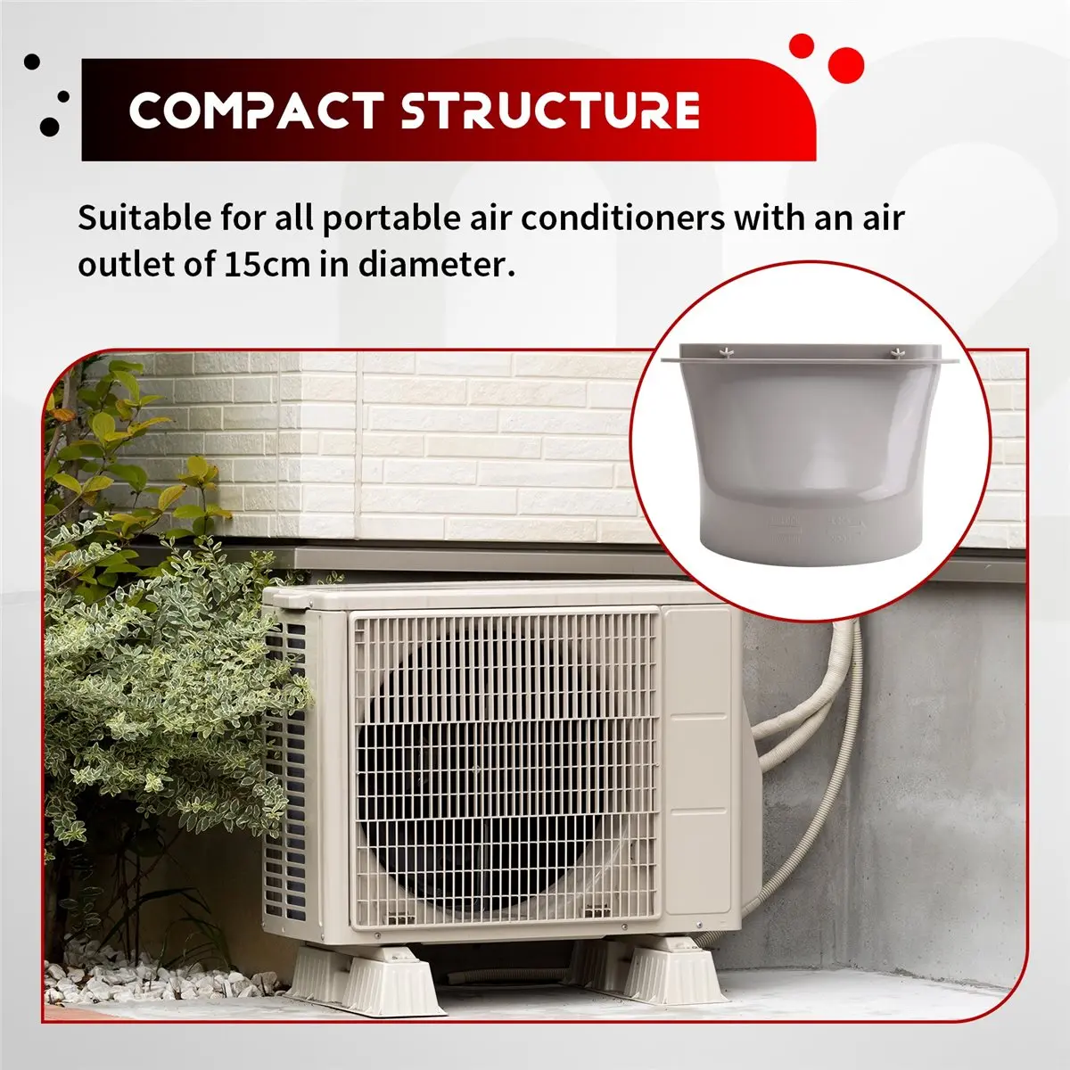 SALE AA63 15CM Portable Air Conditioner Window Exhaust Duct Pipe Hose Interface Connector(Flat Nozzle)