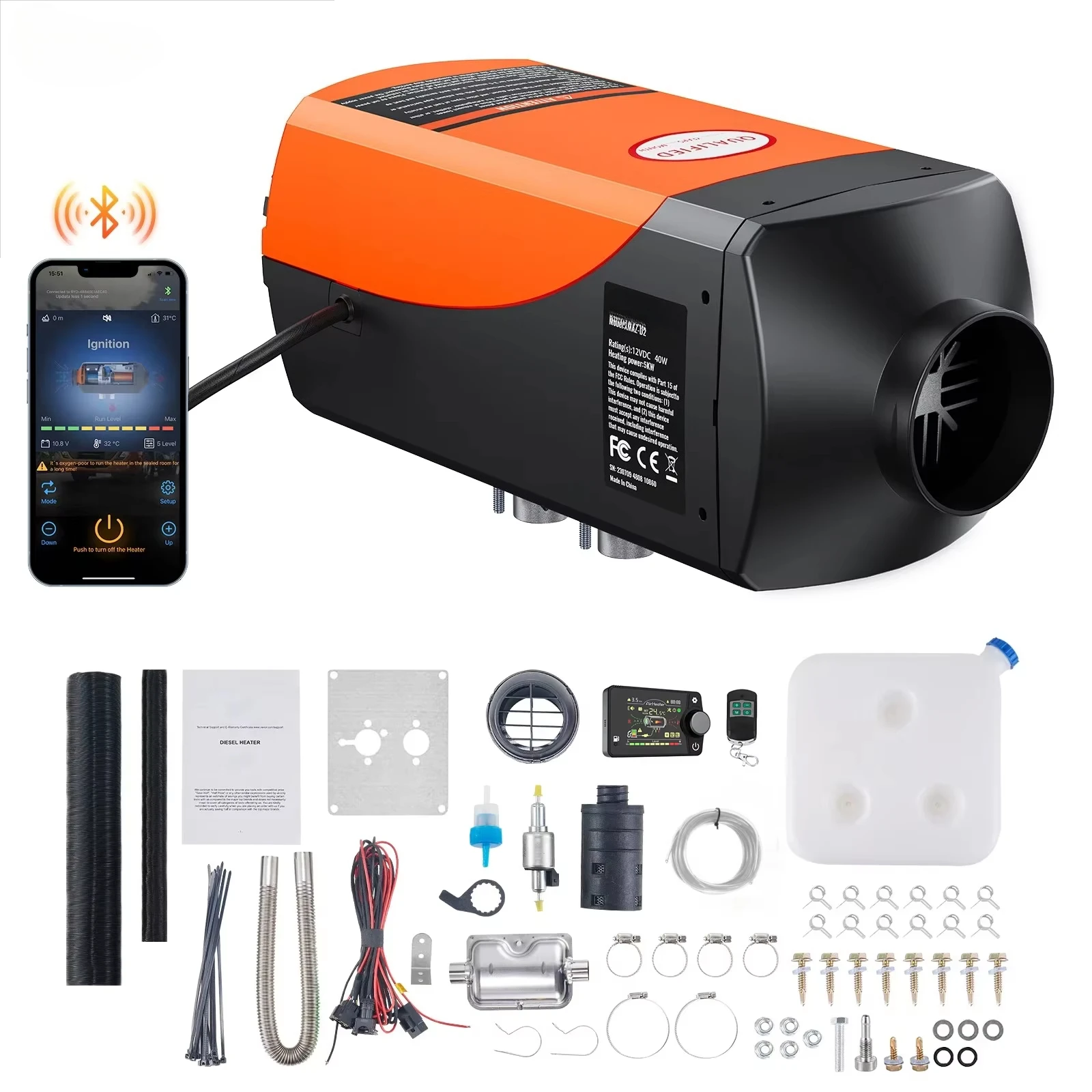 

New Case 12v/24v Diesel Parking Air Car Heater Portable 2kw Diesel Heater Car RV Trailer Truck