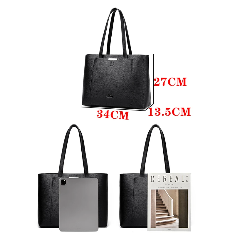 High Quality Solid Color Handbag Casual Large Capacity Tote Bags 2024 Women Fashion Leather Large Size Underarm Shoulder Bag Sac