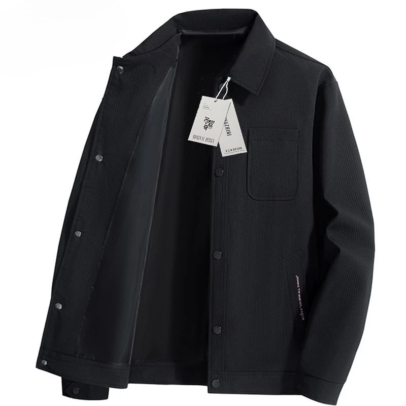 Autumn and Winter Coats Men's New Style Men's Clothing Striped Business Casual Jacket Versatile Simple Trendy Workwear Jacket