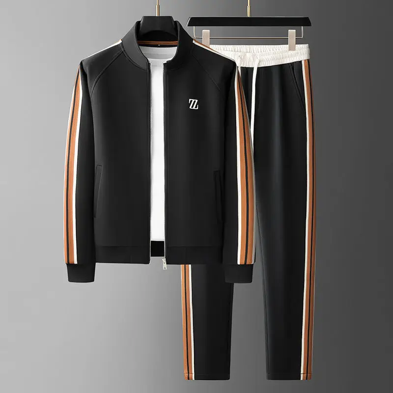 Men's casual sports suit, high-end coat, cardigan, sweater, handsome matching, a complete set.