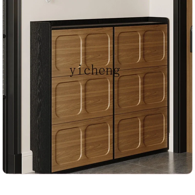 ultra-thin tipping bucket shoe cabinet household door against the wall household door indoor extremely narrow