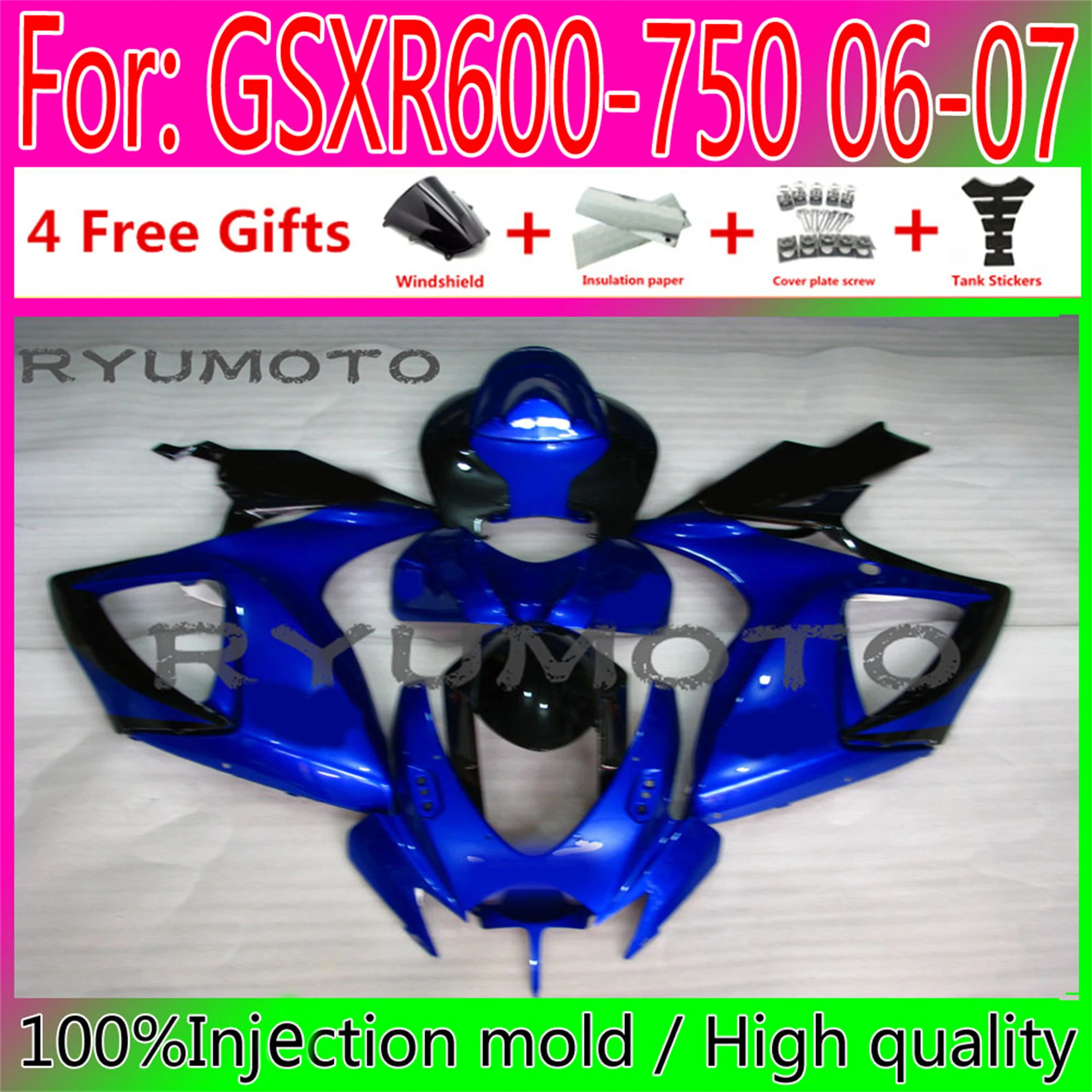 

New Motorcycle Injection Fairing Bodywork For Suzuki GSXR600 06 07 GSXR750 2006 GSX-R750 2006 - 2007 K6 Fairings blue black