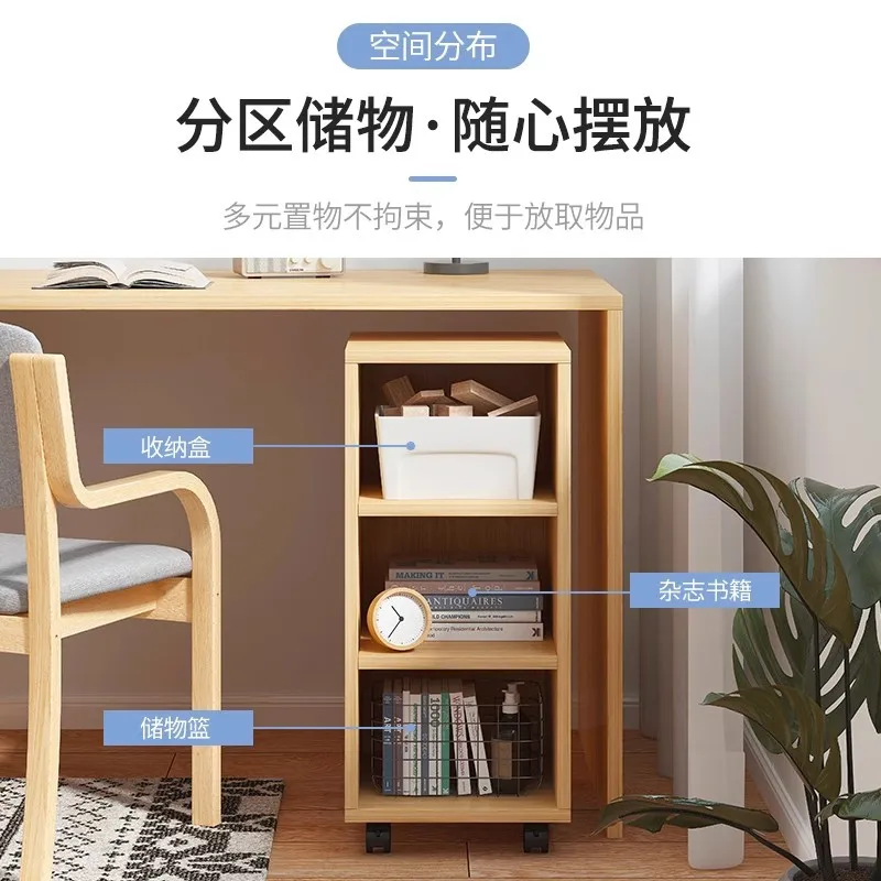 رف كتب صغير بجوار المكتب، خزانة تخزين الرف أسفل المكتب، خزانة متحركة بعجلات