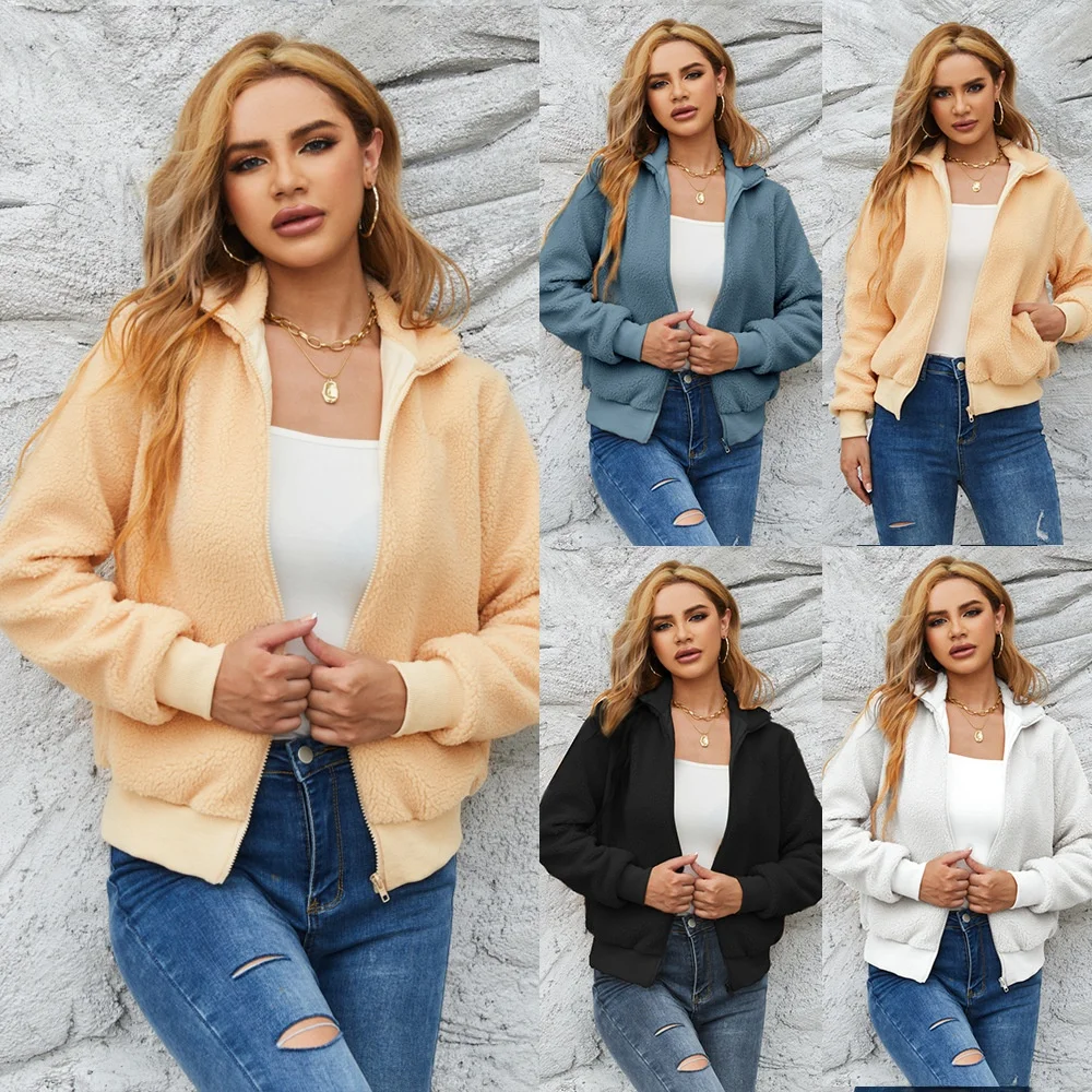

2024 Women's Casual Woolen Coat Long Sve f High Collar Pure Color Cotton Fabric Ladies Faion Spring Outerwear