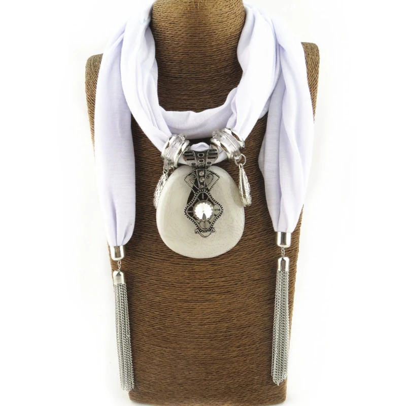 Women Fashion Bohemian Ethnic Jewelry Tassel Water Drop Pendant Scarf Necklace