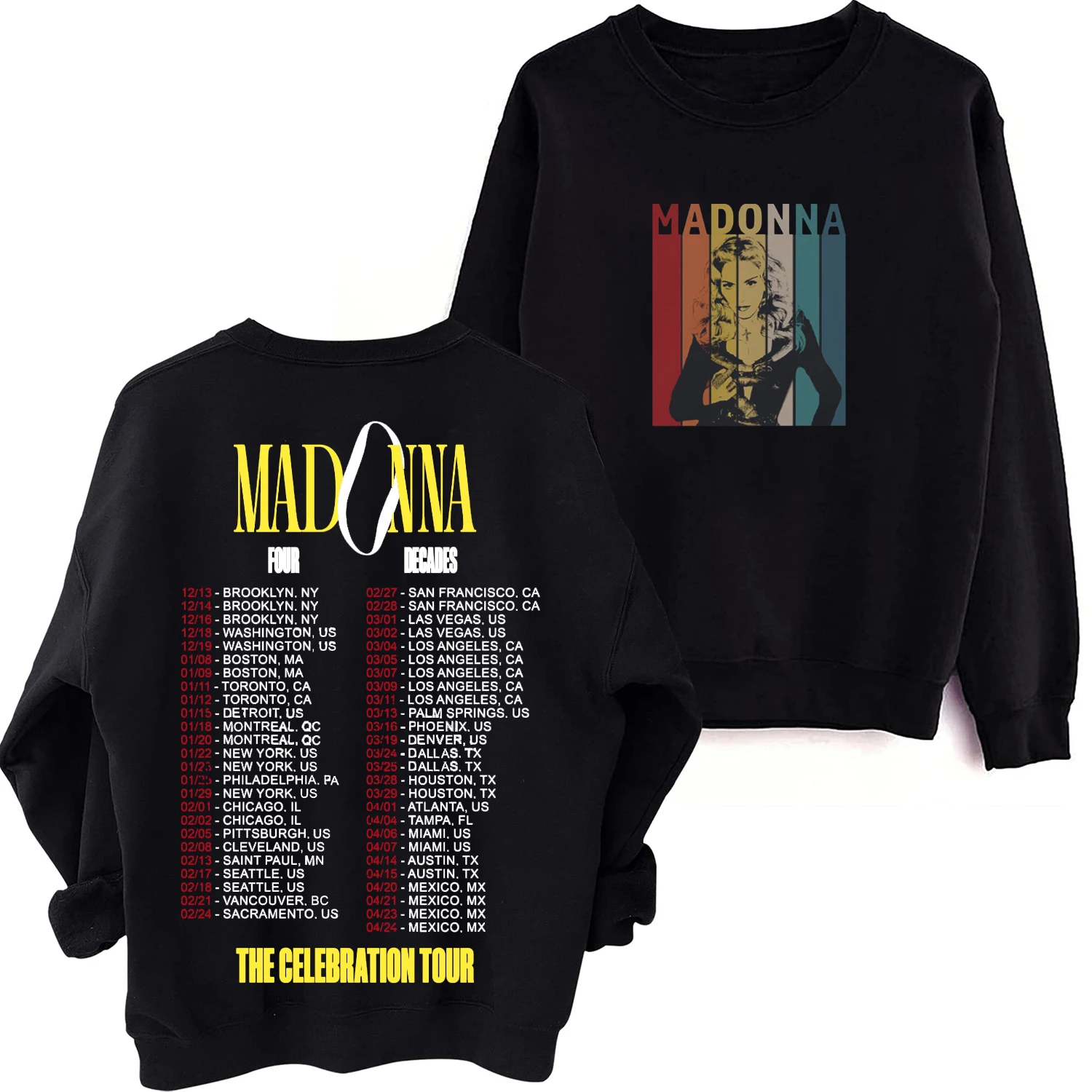 

Madonna The Celebration Tour 2024 O-Neck Long Sleeve Spring and Autumn Men Clothing Hoodies Women Printing Regular Casual