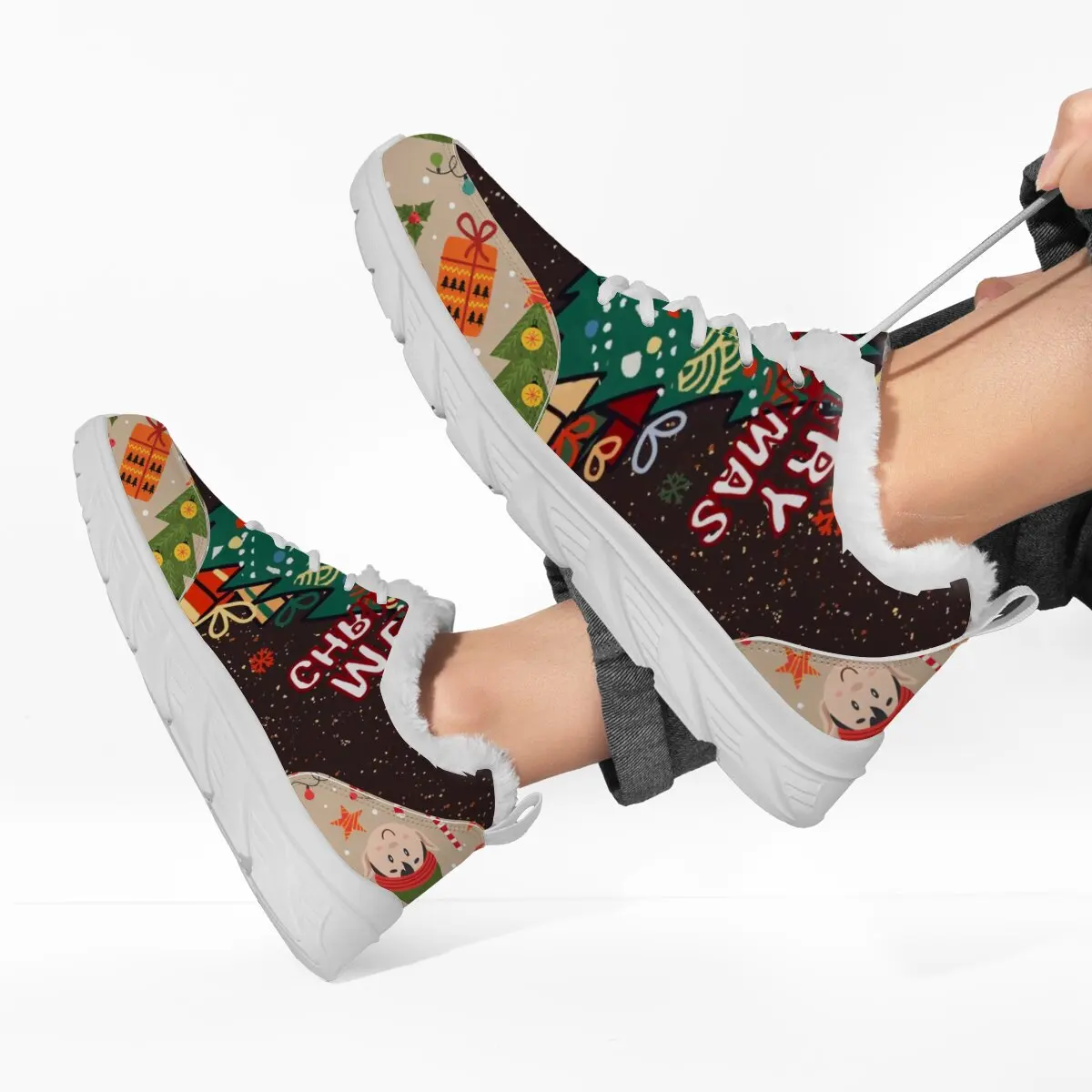 

Christmas Color-block Parent-child Shoes Flat Low-top Round-toe Woven Lace-up Large-sized Halloween Festival Casual Sports Shoes