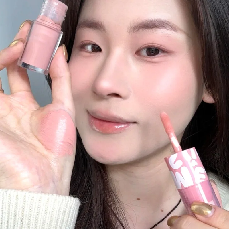 Doppia testa fard liquido stick fard idratante crema di bellezza guancia bassa saturazione opaca pesca viso rossetto tinta contorno trucco