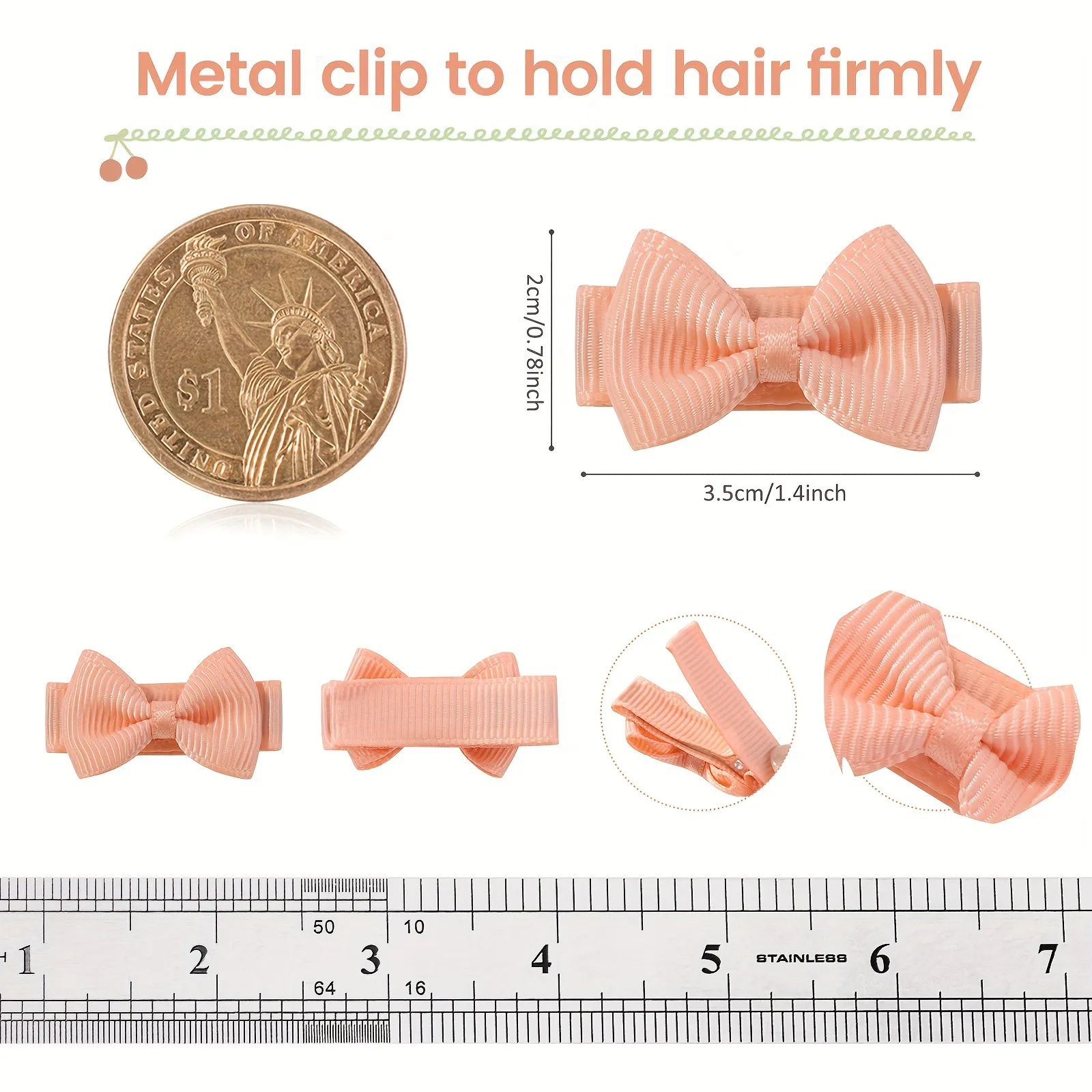 200pcs Baby Girls 1.4 Inch Grosgrain Ribbon Bows Hair Clips Kids Wrapped Hairpins Barrettes Bulk Cute Children Hair Accessories