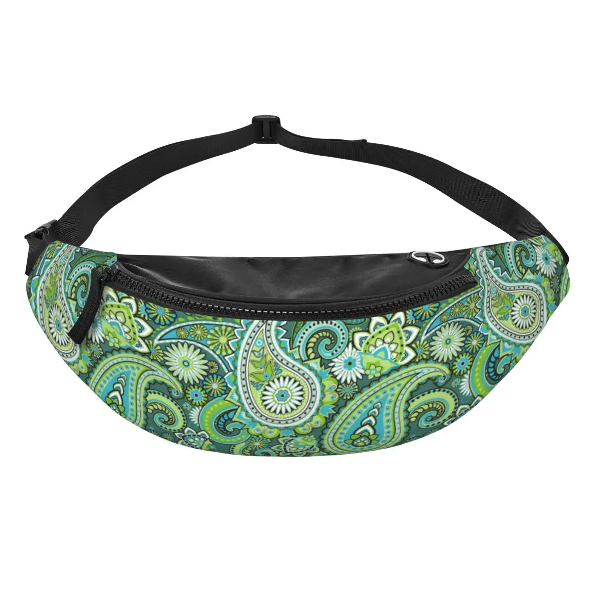 Custom Cool Ethnic Bohemia Style Paisley Bandana Fanny Pack Women Men Crossbody Waist Bag for Hiking Phone Money Pouch
