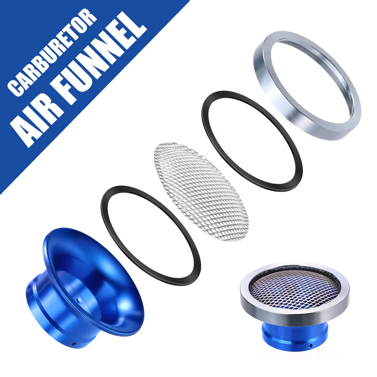 ZSDTRP Carburetor Velocity Stack Air Clean Filter 50/55mm Mesh Aluminium Alloy Removable thread For Moped Pit Dirt Bike ATV